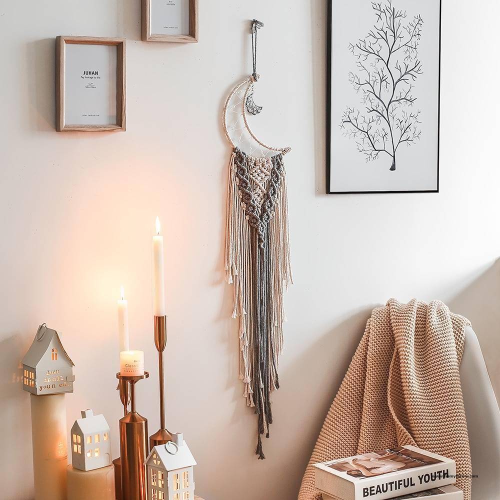 Bohemian Wall Hanging Half-Moon Selene Dreamcatcher Bohemian Wall Hanging Half-Moon Selene Dreamcatcher Decoration Homy Farmy https://homyfarmy.com https://homyfarmy.com/bohemian-wall-hanging-moon-dreamcatcher/