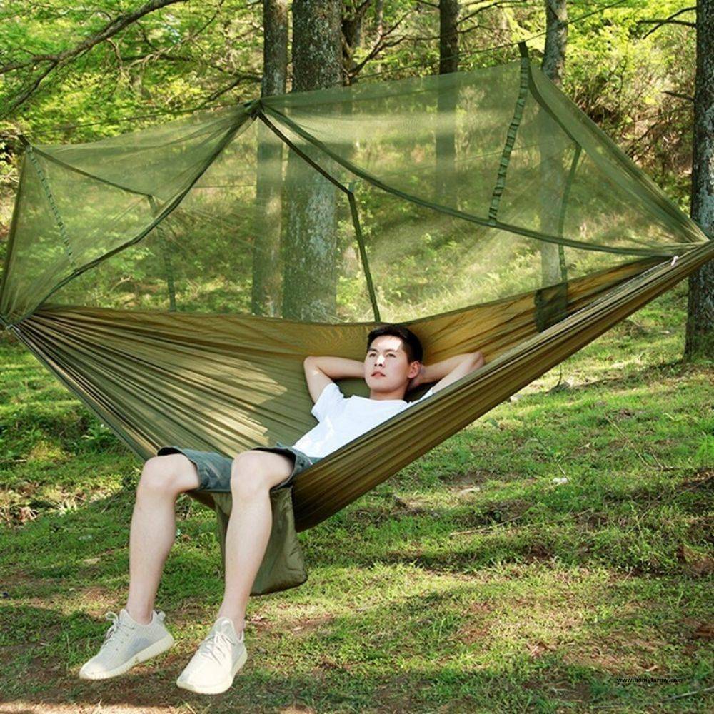 outdoor swing hammock with mosquito net