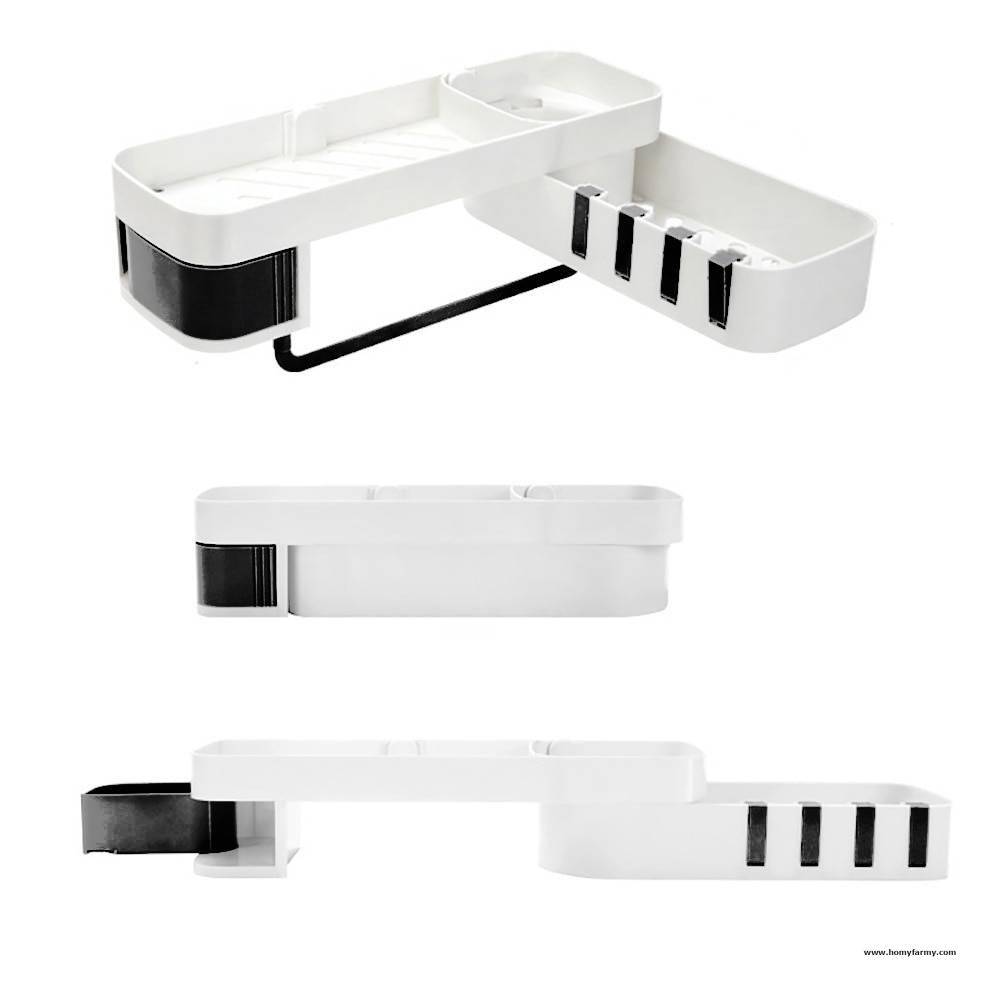 Shower Corner Shelf Shower Corner Shelf Bathroom Color: white and black Homy Farmy https://homyfarmy.com https://homyfarmy.com/shower-corner-shelf/