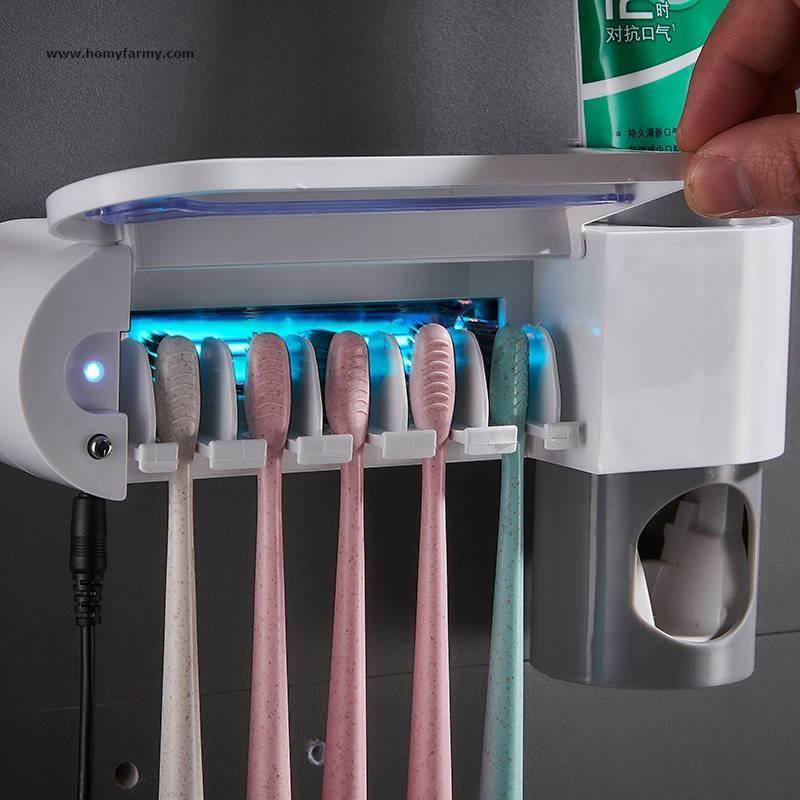 Toothbrush Holder With UV Sterilizer Homy Farmy