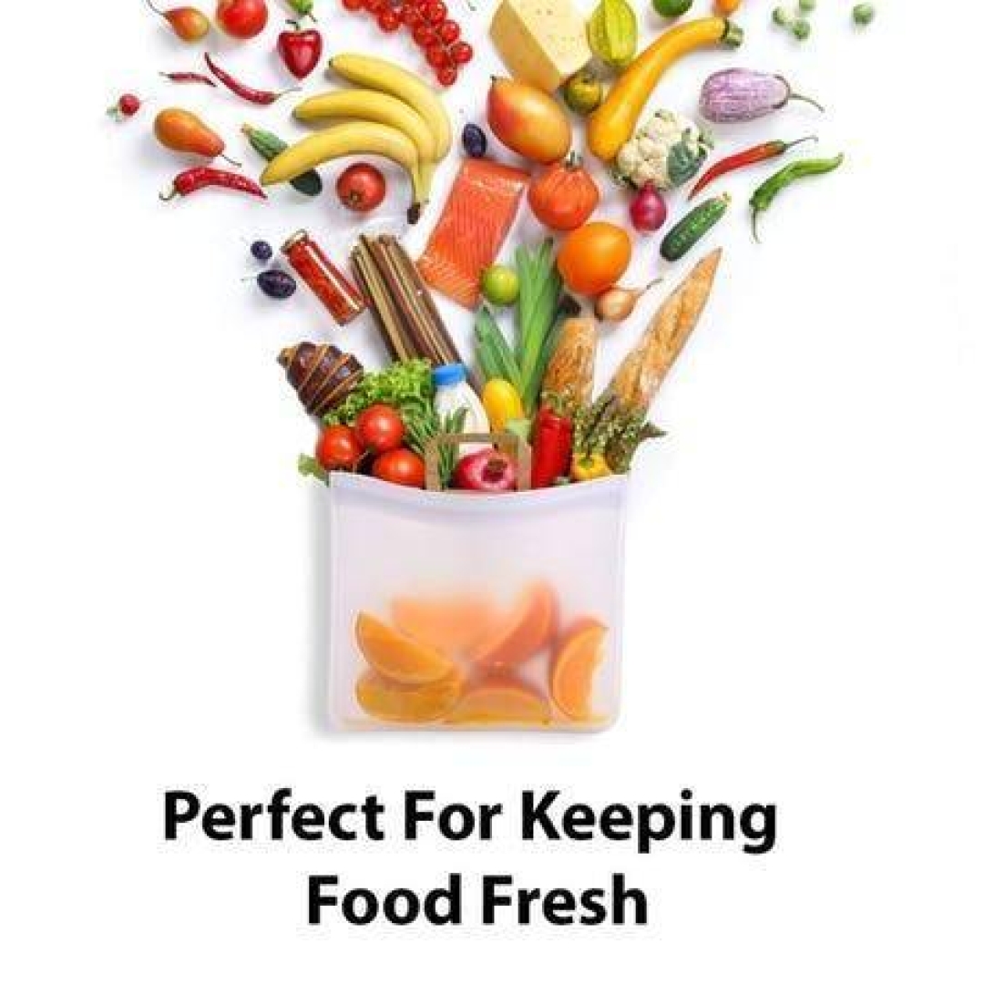 Reusable Leakproof Silicone Ziplock Food Bag Best Sellers Cleaning Garden Home Improvement Kitchen  Homy Farmy https://homyfarmy.com https://homyfarmy.com/reusable-leakproof-silicone-ziplock-food-bag/